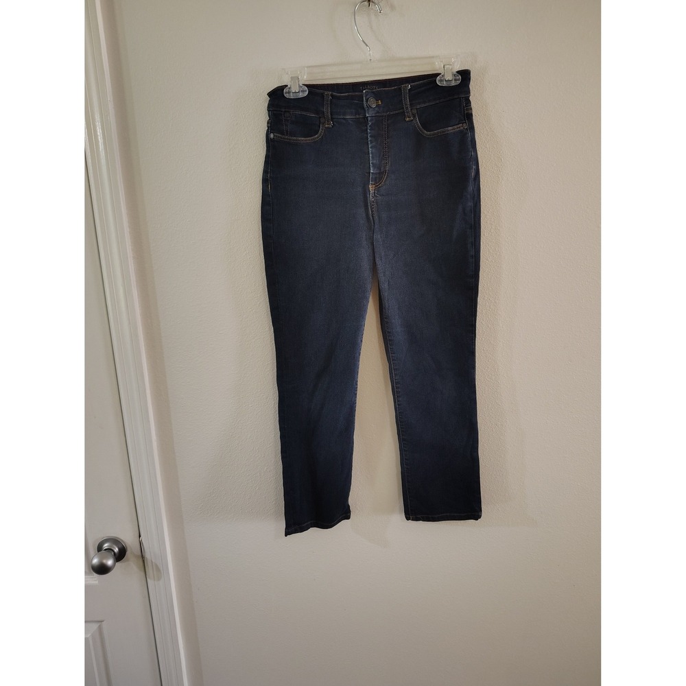 Talbots Petites Dark Wash Straight Leg Jeans High Rise Blue‎ Denim Size 4P